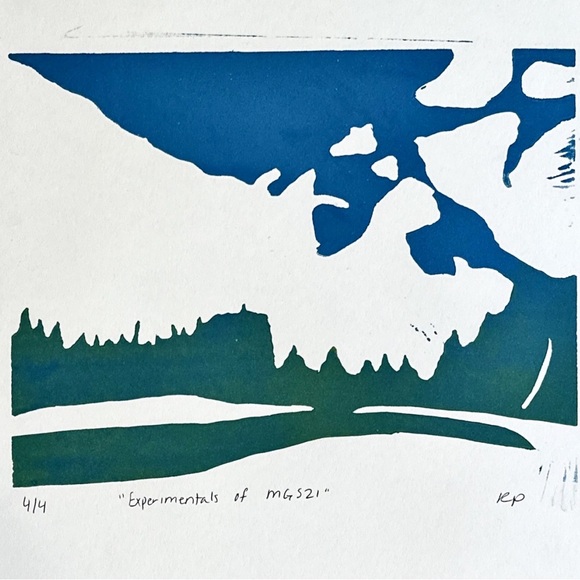 Abstract Blue and Green Art Print - Picture 1 of 1